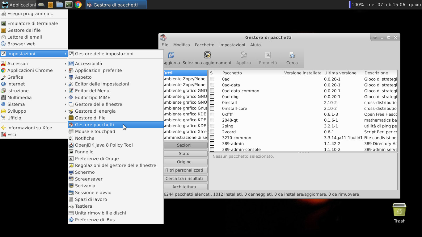 Il Gestione Pacchetti (Synaptic) non si avvia dal menu’ Xfce